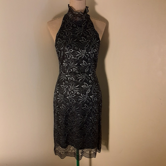 black lace sparkle dress